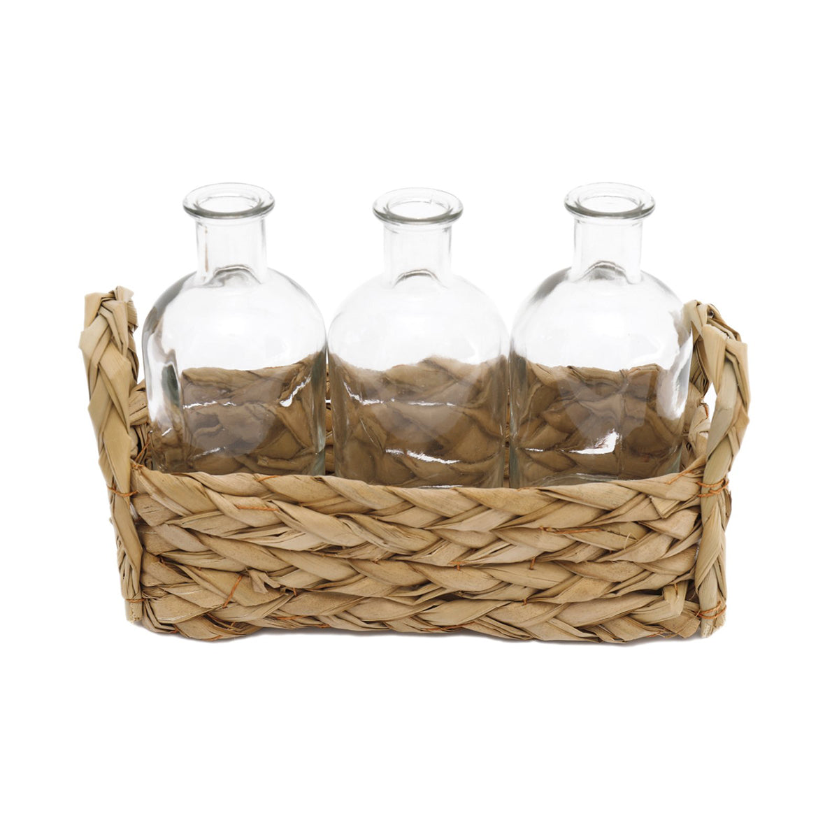 Set of 3 Vases With Grass Tray