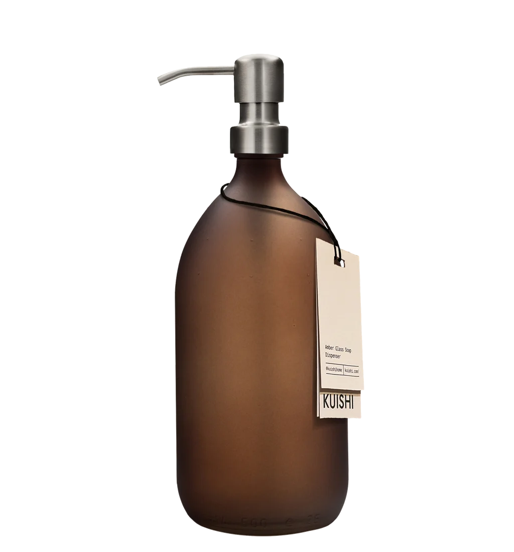 Matte Amber Glass Soap Dispenser Bottle